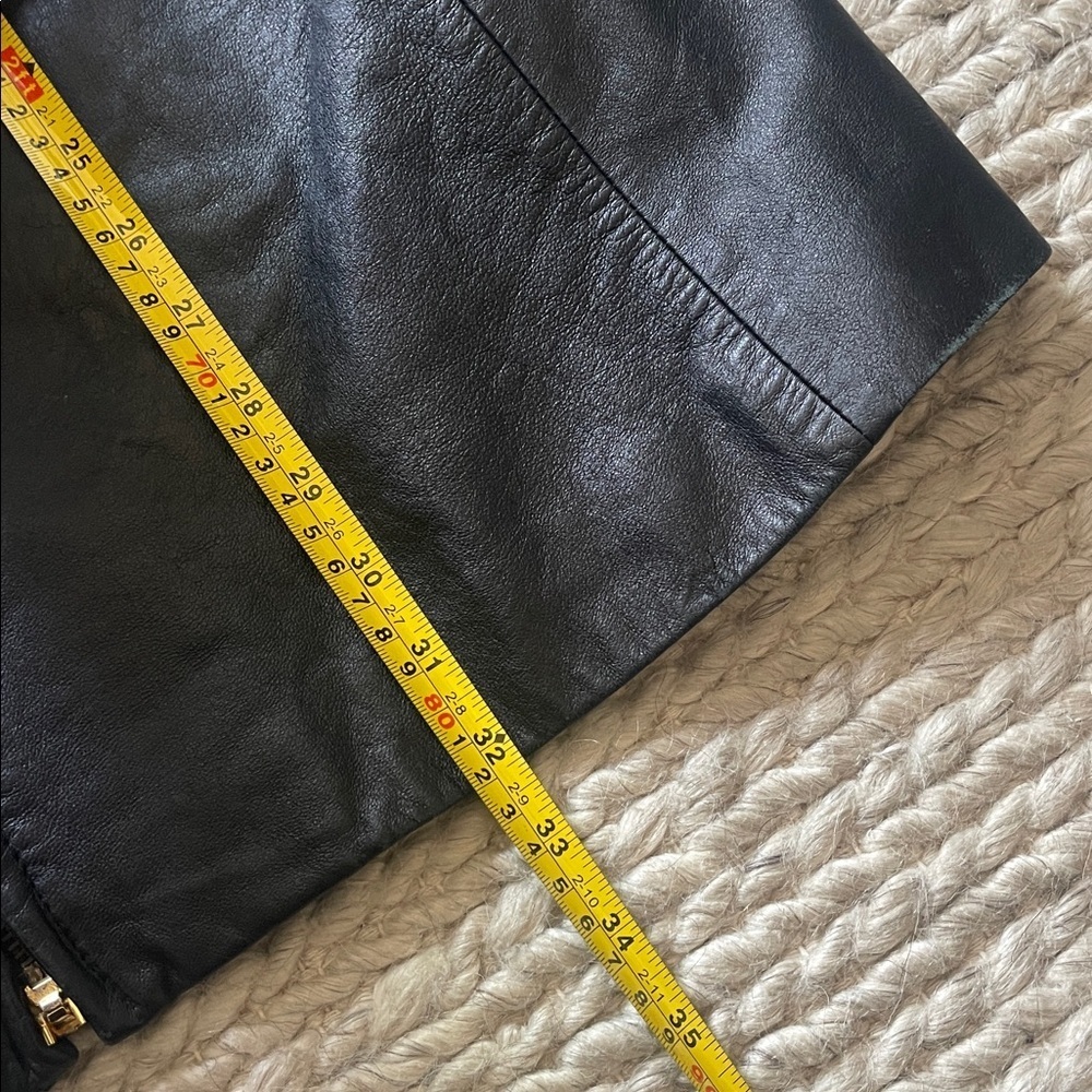 Colebrook & Co Black Leather Funnel Neck Longline Jacket Coat Dress Minimalist - Picture 13 of 15